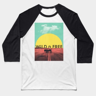 Wild Bison Roaming Graphic Art Baseball T-Shirt